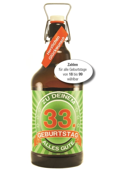 2 Ltr. Bier XXL-Flasche mit Wunschetikett zum Geburtstag als besonderes Geschenk
