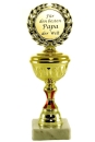 Pr&auml;sentkarton Bier und Pokal, 3 Fl. Bier und goldener Pokal m. Spruch Wunschtext